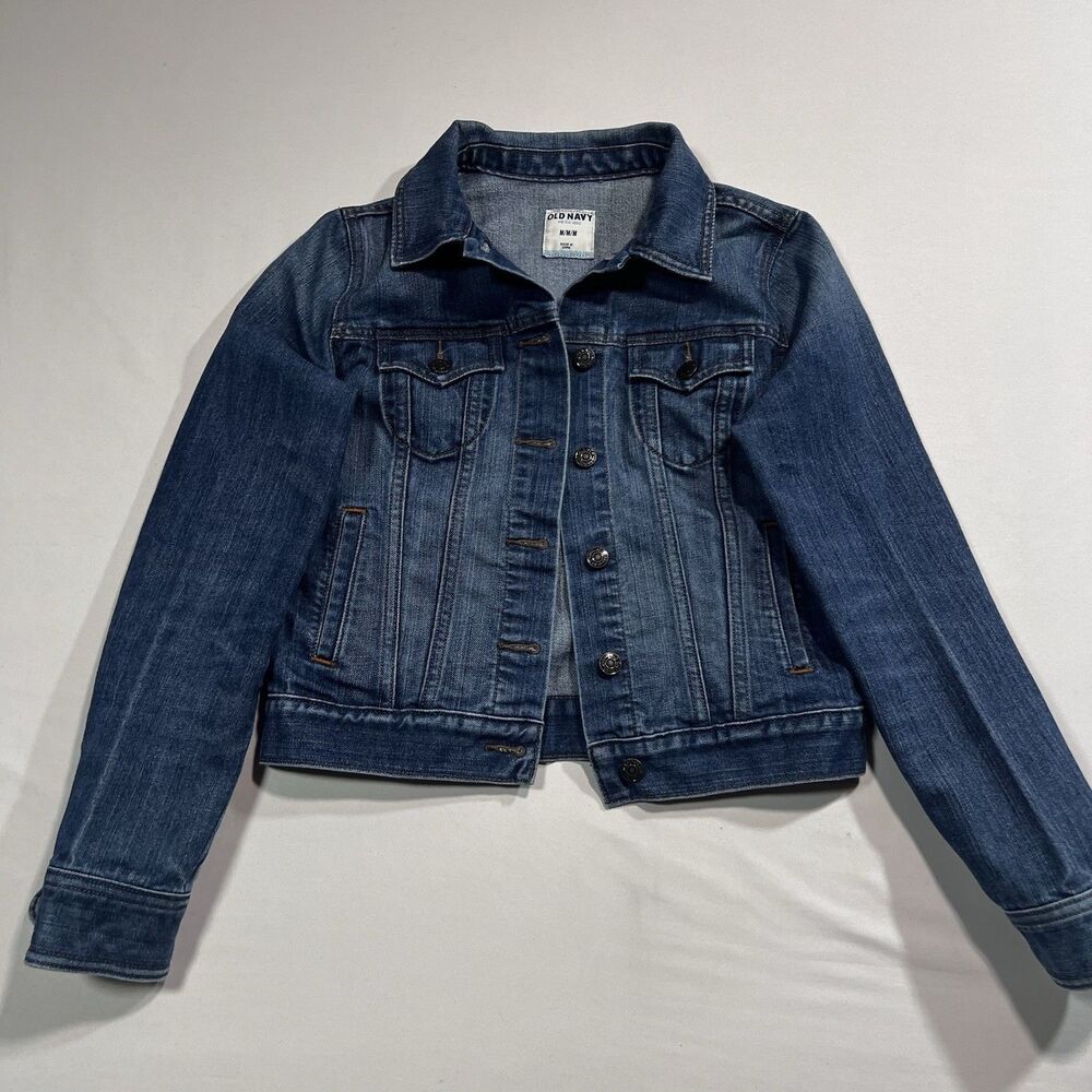 Old Navy Womens Denim Jean Jacket Size M Medium Blue Classic Stretch As Is
